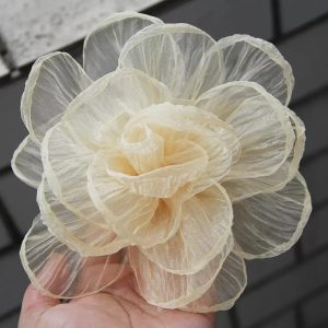 ORGANZA BURNT FLOWER 20CM - Image 3