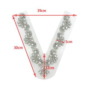 Rhinestone V Neck Collar Applique - Image 3