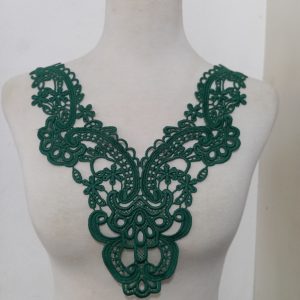 Embroidery Green Flower Neck Applique - Image 3