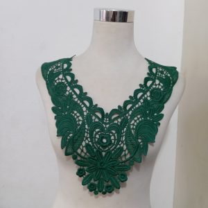 Embroidery Green Flower Neck Applique - Image 2